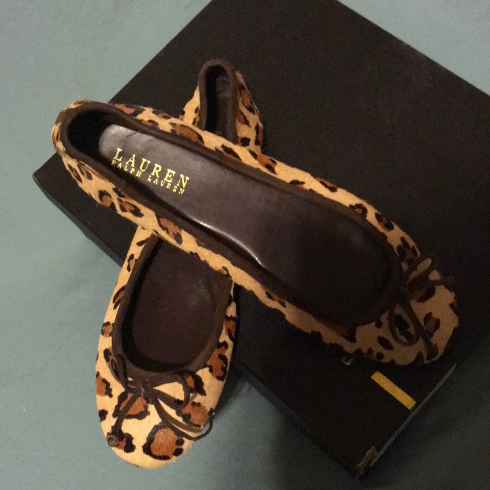 NWOT Ralph Lauren Leopard Ballet Flats Abira Size 8B